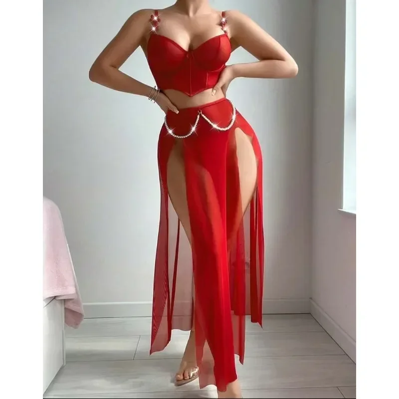 Factory Wholesale European and American Cross-border Sexy Underwear Pure Desire Girl Cute Perspective Mesh Skirt Pearl Chain
Factory Wholesale European and American Cross-border Sexy Underwear Pure Desire Girl Cute Perspective Mesh Skirt Pearl Chain
