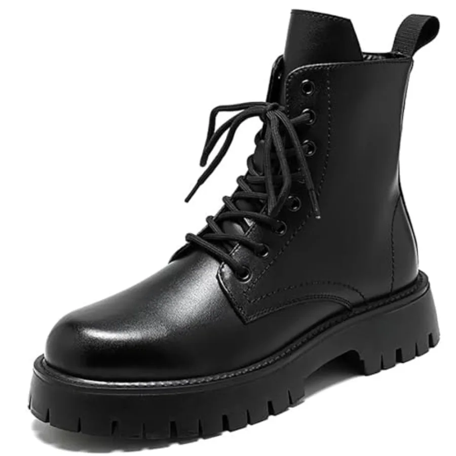 Men'S Black Patent Leather Platform Combat Boots Fashion Side Zipper Wide Toe Lace Up Chunky Lug Sole High Top Motorcycle Boots
Men'S Black Patent Leather Platform Combat Boots Fashion Side Zipper Wide Toe Lace Up Chunky Lug Sole High Top Motorcycle Boots