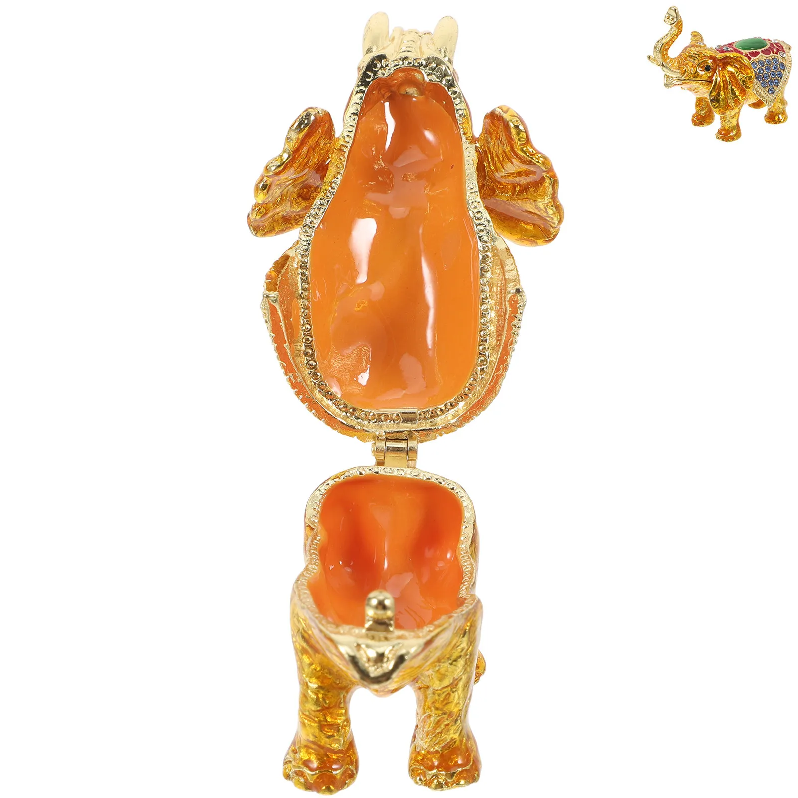 Elephant Jewelry Box Multifunctional Zinc Alloy Rhinestone Adorned Ring Earring Trinket Organizer Jewelry Storage Decor Statue
Elephant Jewelry Box Multifunctional Zinc Alloy Rhinestone Adorned Ring Earring Trinket Organizer Jewelry Storage Decor Statue
