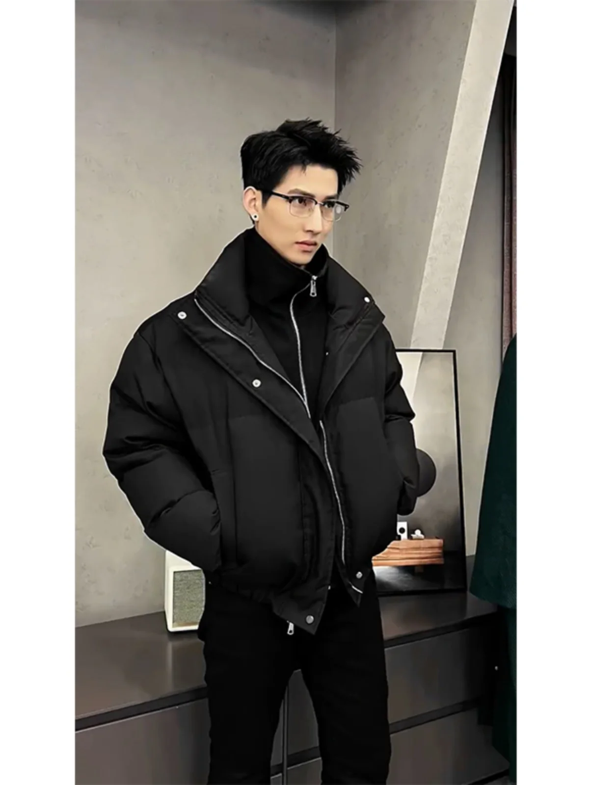 Bla ort Puffer Jaet Men's Winter Faionable Bread Sle Stand Collar Loose Fit Casual Youthful Polyester Lined Thiened
Bla ort Puffer Jaet Men's Winter Faionable Bread Sle Stand Collar Loose Fit Casual Youthful Polyester Lined Thiened