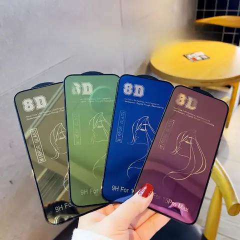 Vidrio templado de espejo 8D para Apple IPhone 14 13 12 11 Pro Max Plus Mini X XS Max XR Protector de pantalla película protectora de cubierta completa