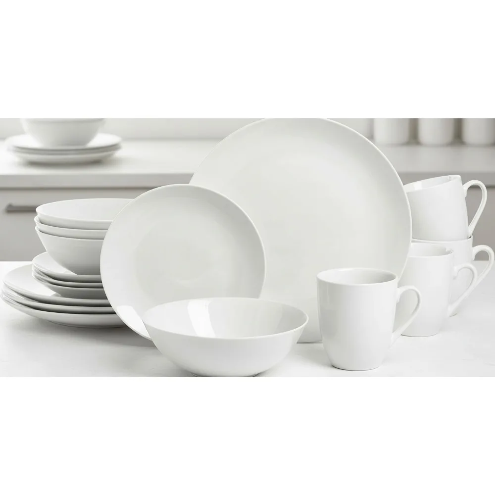 16-Piece White Porcelain Dinnerware Set, Dishwasher & Microwave Safe, Elegant Coupe Design for Family Dining
16-Piece White Porcelain Dinnerware Set, Dishwasher & Microwave Safe, Elegant Coupe Design for Family Dining