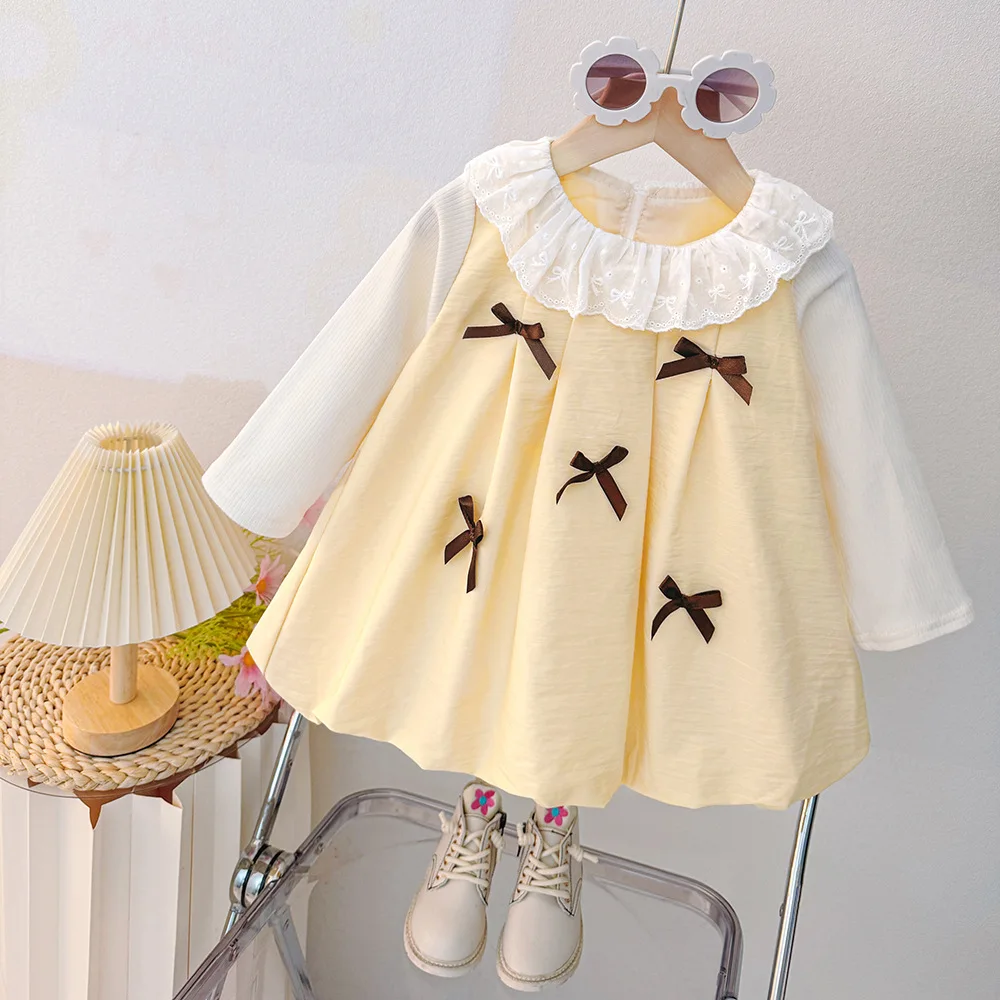 Autumn Baby Girl Daily Casual Wear Lovely Bow Lace Collar Color Block Dress Toddler Girl Long Sleeved Dress
Autumn Baby Girl Daily Casual Wear Lovely Bow Lace Collar Color Block Dress Toddler Girl Long Sleeved Dress