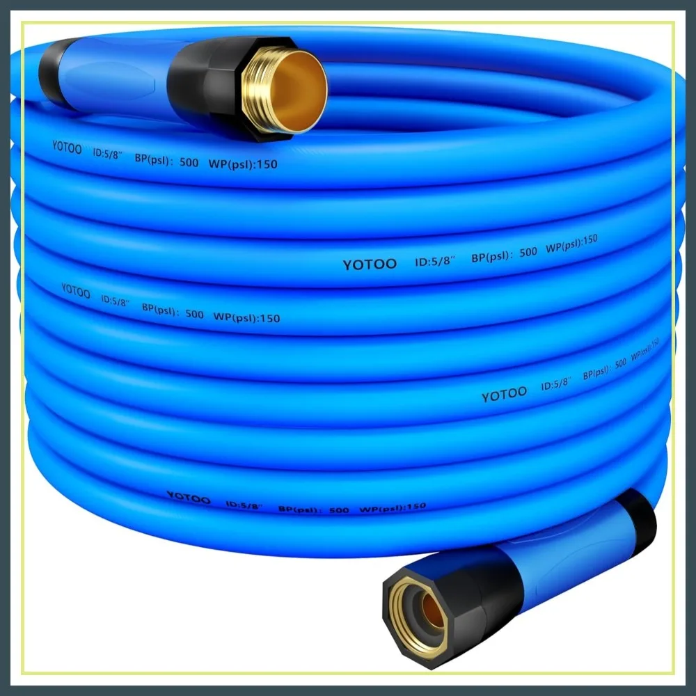 Heavy Duty Hybrid Garden Water Hose 5/8" x 100ft, 150 PSI Kink Resistant, Flexible with Swivel Grip Handle & Solid Brass Fittings
Heavy Duty Hybrid Garden Water Hose 5/8" x 100ft, 150 PSI Kink Resistant, Flexible with Swivel Grip Handle & Solid Brass Fittings