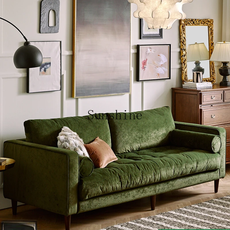 French retro green living room small apartment fabric home multi-person straight-row sofa
French retro green living room small apartment fabric home multi-person straight-row sofa