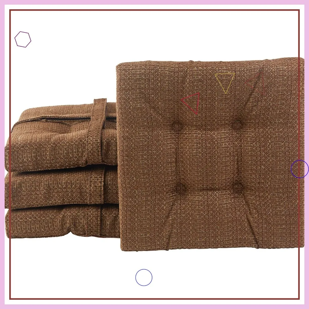 Non-Slip Square Stool Cushions with Ties, 12x12 inch Set of 4, Chocolate
Non-Slip Square Stool Cushions with Ties, 12x12 inch Set of 4, Chocolate