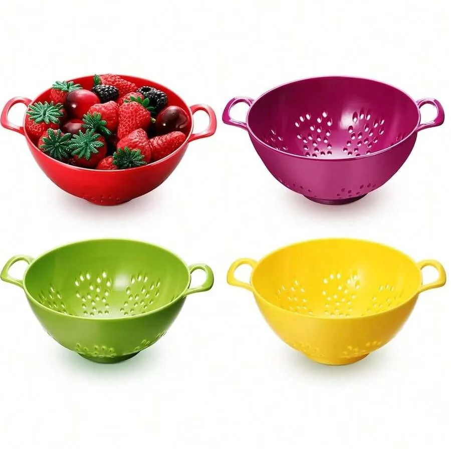 【New style】4 Pack Mini Colander For Kitchen Plastic Berry Strainer With Double Handles 7.5 X 6 X 3 Inch Small Colander Strainer
【New style】4 Pack Mini Colander For Kitchen Plastic Berry Strainer With Double Handles 7.5 X 6 X 3 Inch Small Colander Strainer
