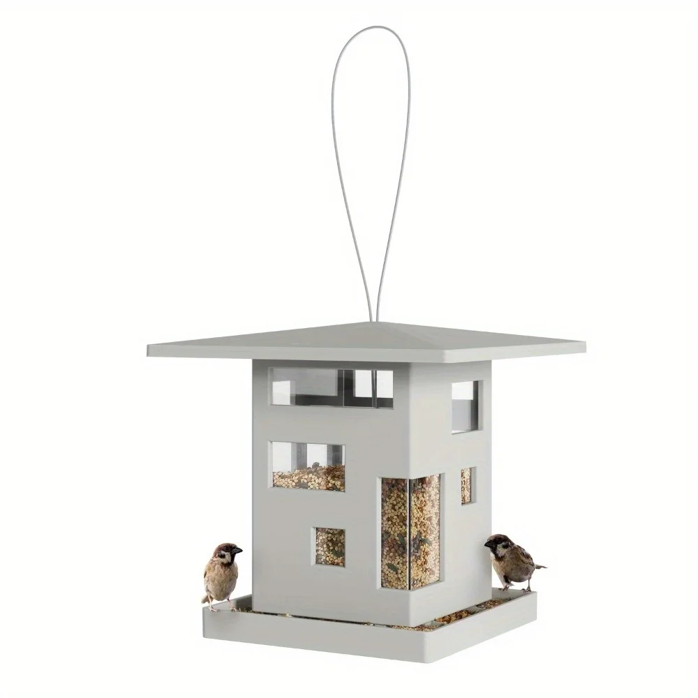 Weatherproof Cafe bird feeder 68 oz Gray, Top Lid Opens For Hasslefree Refilling Of Birdseed
Weatherproof Cafe bird feeder 68 oz Gray, Top Lid Opens For Hasslefree Refilling Of Birdseed
