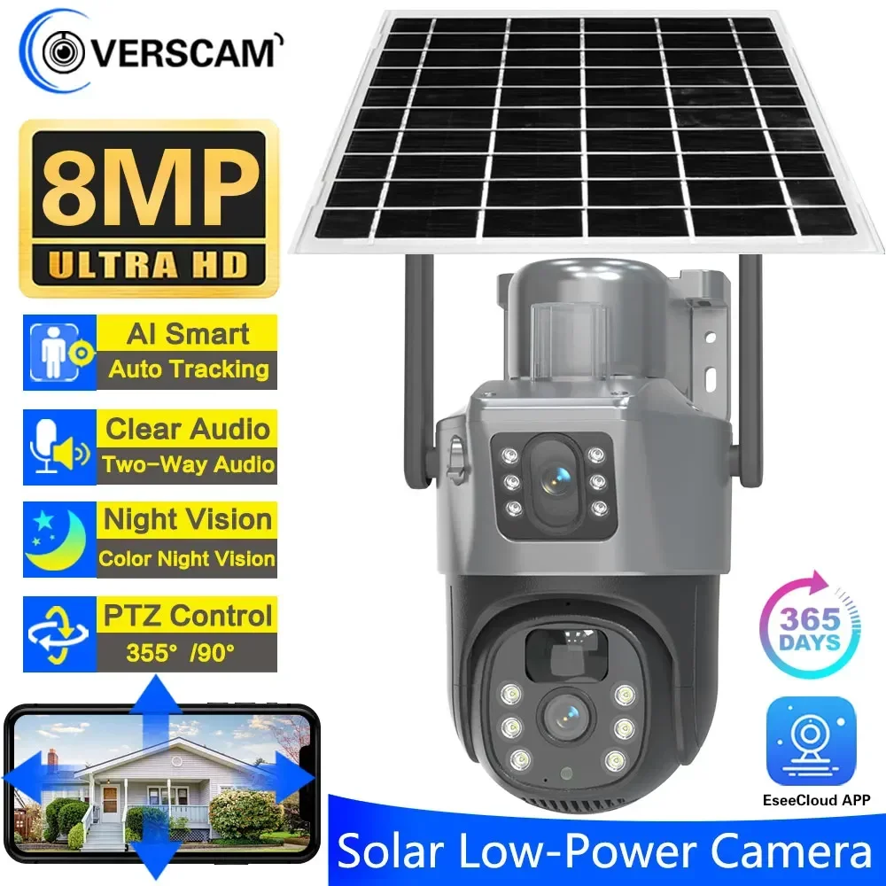 8MP Dual Lens Security Solar Powered Camera Outdoor Wifi Camera With Solar Panel, Wireless IP CCTV 12000mA Rechargeable Battery
8MP Dual Lens Security Solar Powered Camera Outdoor Wifi Camera With Solar Panel, Wireless IP CCTV 12000mA Rechargeable Battery