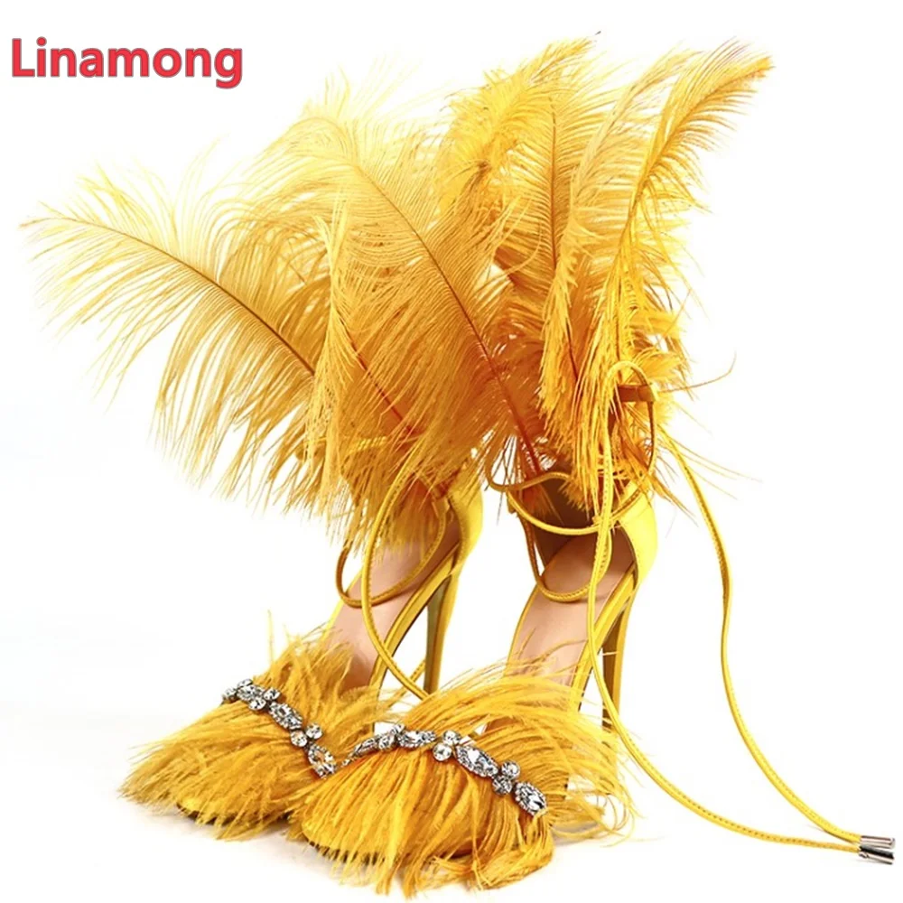 Feather Thin High Heel Crystal Design Sandals For Female Women Round Toe Ankle Lace-up Solid Shallow Fashion Sexy Summer Shoes
Feather Thin High Heel Crystal Design Sandals For Female Women Round Toe Ankle Lace-up Solid Shallow Fashion Sexy Summer Shoes