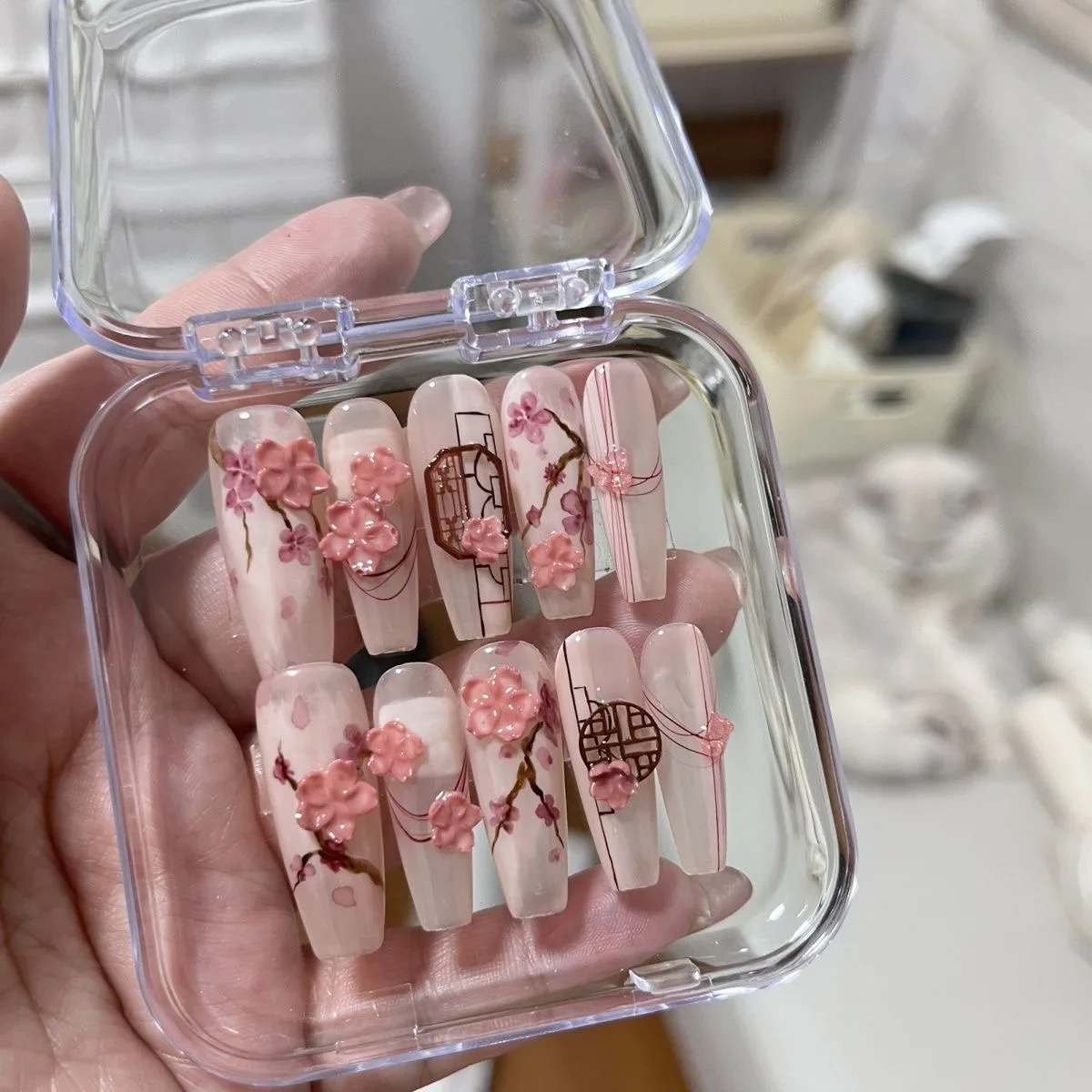 Handmade Beautiful Y2k Press on Nails Cherry Blossom Butterfly Pink Ballet with Design Full Cover Long Coffin Acrylic Nail Tips
Handmade Beautiful Y2k Press on Nails Cherry Blossom Butterfly Pink Ballet with Design Full Cover Long Coffin Acrylic Nail Tips