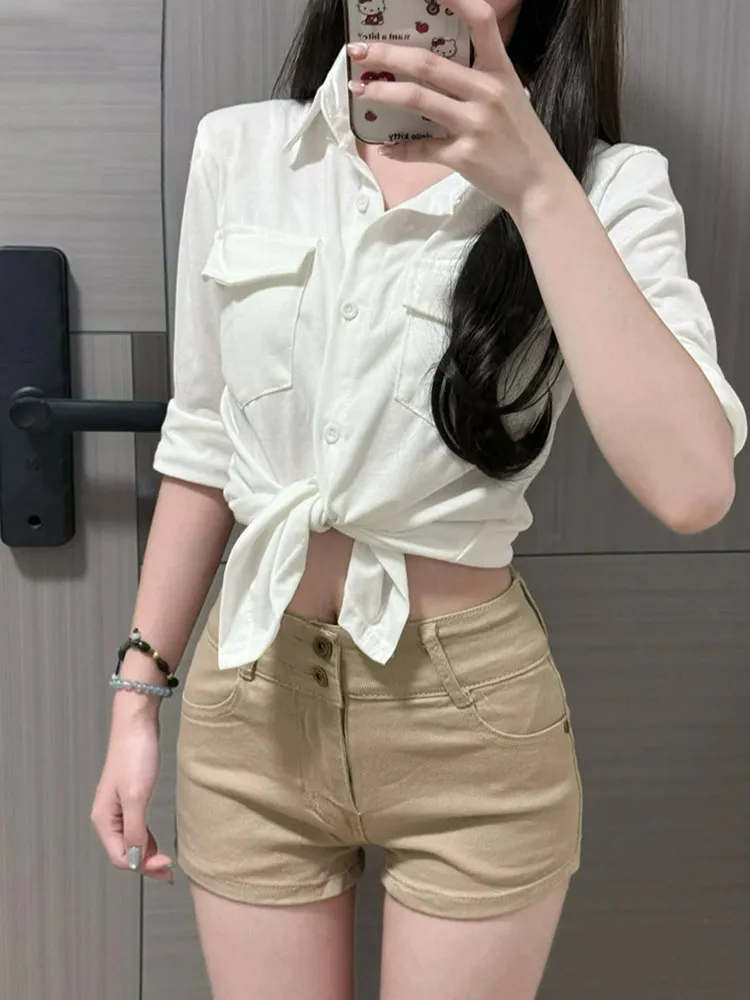 Khaki Denim Short Shorts Women's High Waist Tight Fit American Style Wrap around Hot Pants Summer Fashion Slimming A-Line Hot...
Khaki Denim Short Shorts Women's High Waist Tight Fit American Style Wrap around Hot Pants Summer Fashion Slimming A-Line Hot...