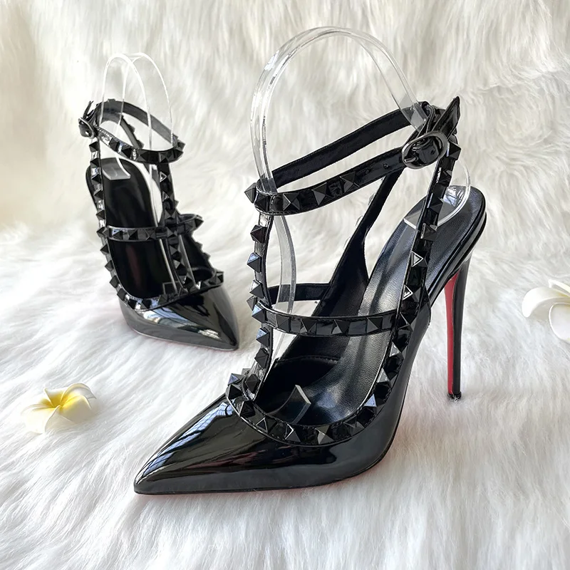 TOMONYE Black Patent Two Studs Rivets Straps Women Lady Girl Hot Sale 12cm Night Club Sexy Spring Slingback Heels Evening Shoes
TOMONYE Black Patent Two Studs Rivets Straps Women Lady Girl Hot Sale 12cm Night Club Sexy Spring Slingback Heels Evening Shoes