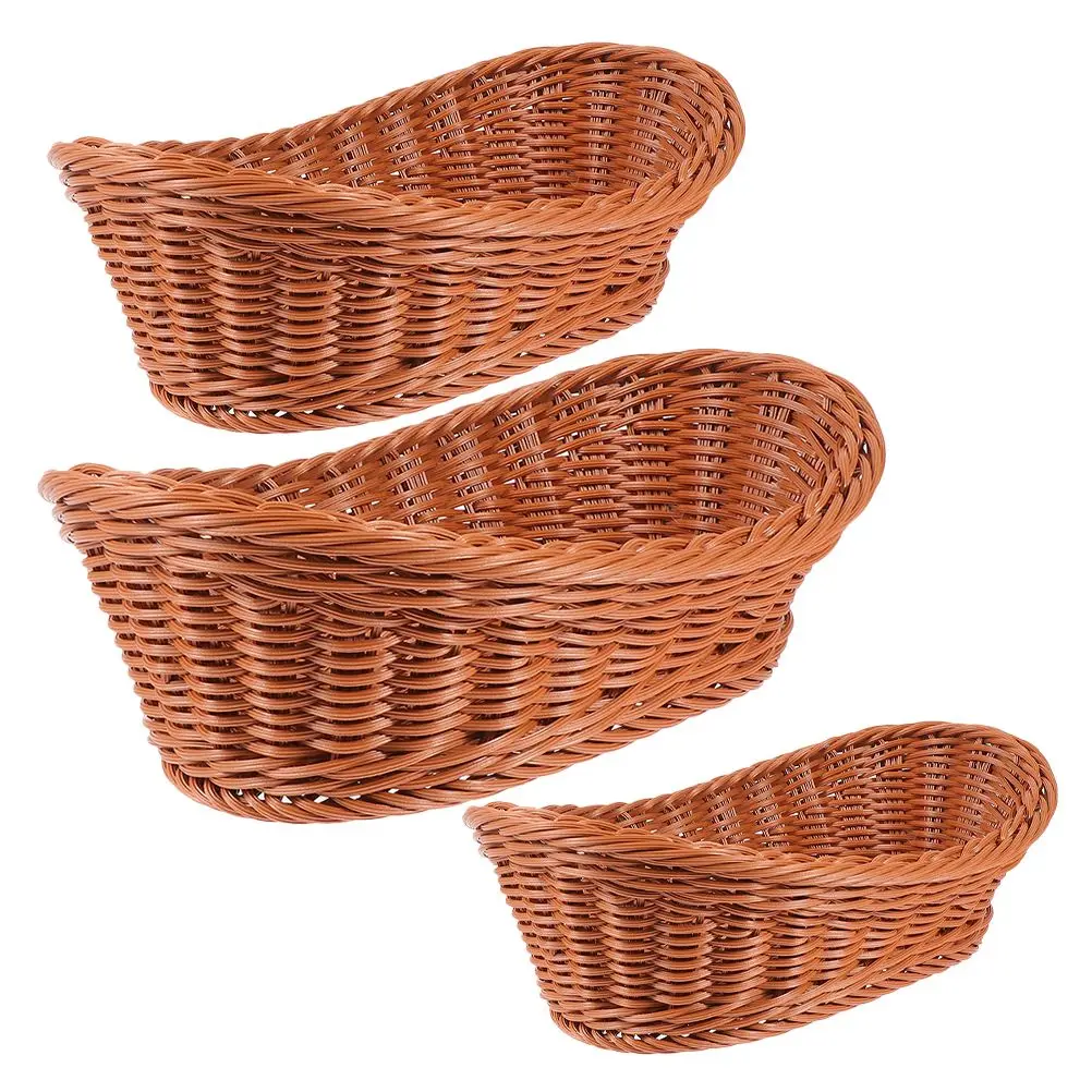 3 Pcs Woven Bread Basket Plastic Rattan Kitchen Food Storage Party Fruit Empty Baskets Fill Tray Small Houseware
3 Pcs Woven Bread Basket Plastic Rattan Kitchen Food Storage Party Fruit Empty Baskets Fill Tray Small Houseware