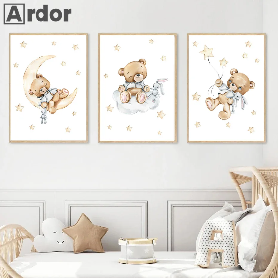 Cute Bear Nursery Wall Art Canvas Painting Moon Cloud Star Balloon Posters And Prints Wall Picture Teddy Baby Kids Room Decor
Cute Bear Nursery Wall Art Canvas Painting Moon Cloud Star Balloon Posters And Prints Wall Picture Teddy Baby Kids Room Decor