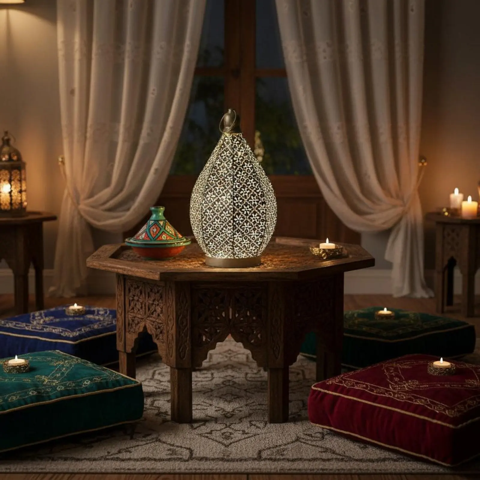 Exotic Pattern Metal Lantern Hanging and Desktop Gourd Shaped Night Lamp Vintage Ramadan Lamp Portable Handle for Bedroom
Exotic Pattern Metal Lantern Hanging and Desktop Gourd Shaped Night Lamp Vintage Ramadan Lamp Portable Handle for Bedroom