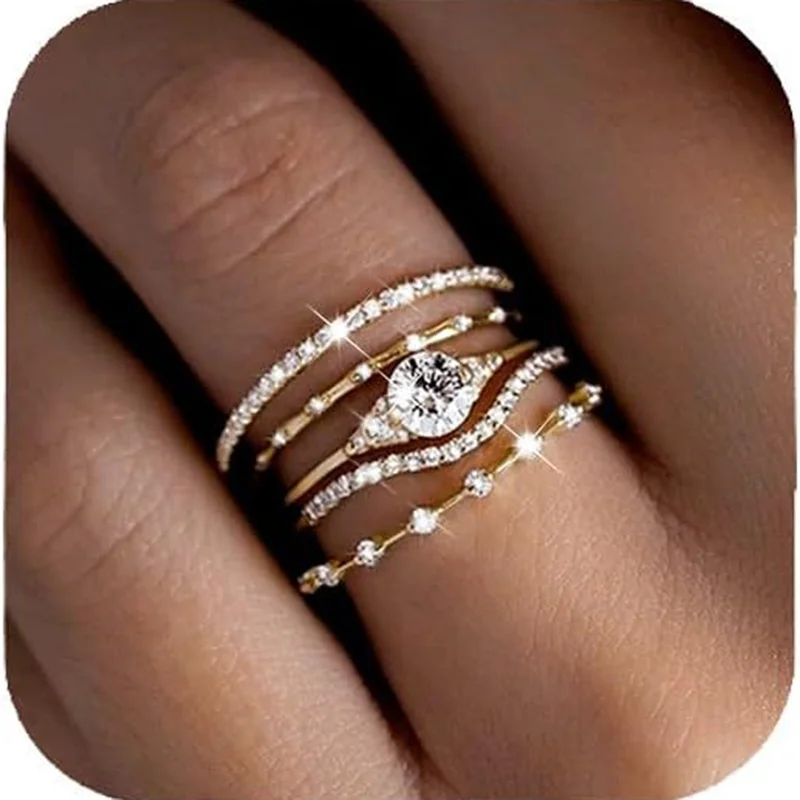 5 Delicate Zirconia Rings for Stacking - Finger Jewelry Gifts for Weddings and Everyday Wear
5 Delicate Zirconia Rings for Stacking - Finger Jewelry Gifts for Weddings and Everyday Wear