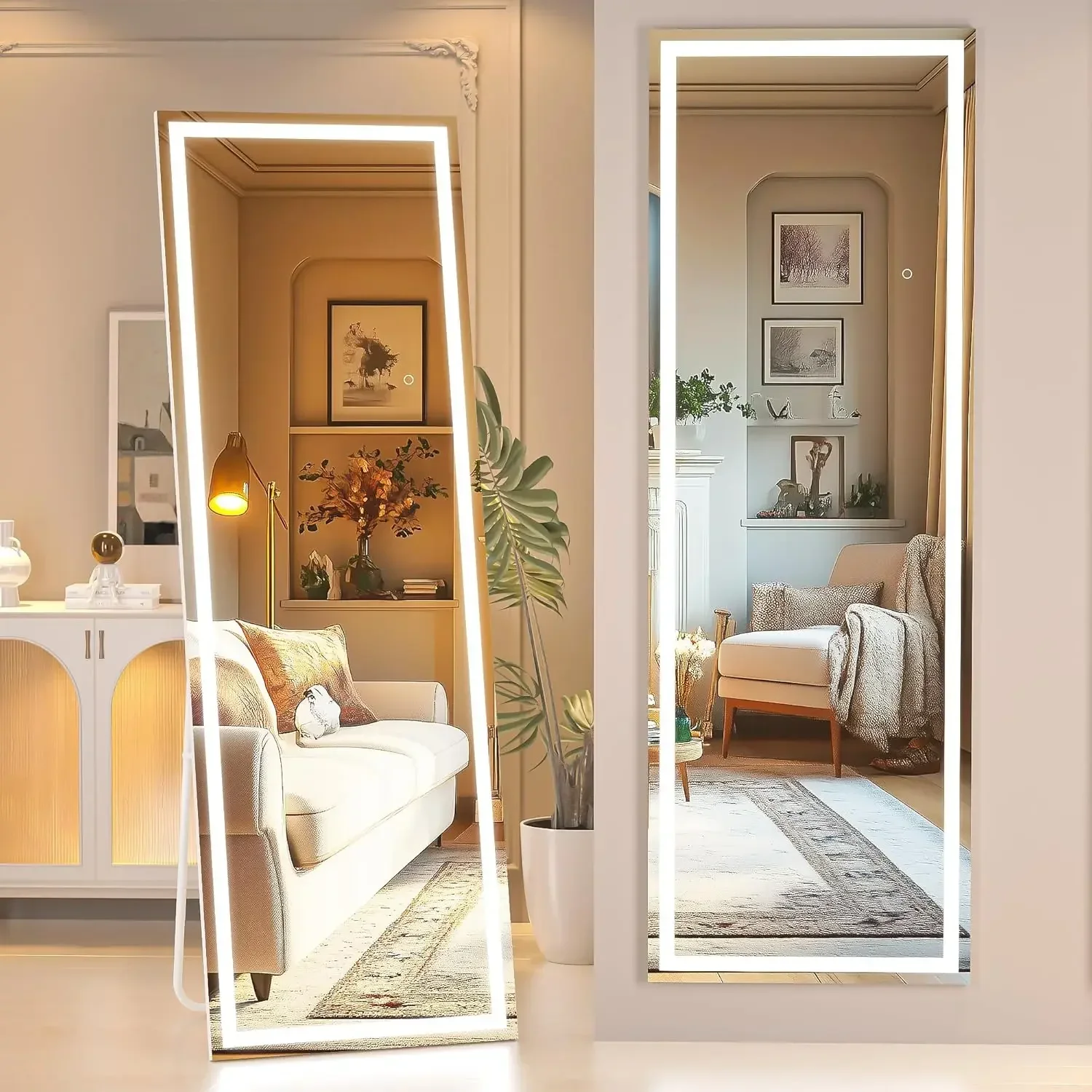 Hasipu Full Length LED Mirror with Lights, 56" x 18" Floor Standing or Wall Hanging Mounted, Full Body Dressing Mirror, Dimmable
Hasipu Full Length LED Mirror with Lights, 56" x 18" Floor Standing or Wall Hanging Mounted, Full Body Dressing Mirror, Dimmable