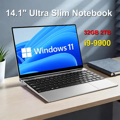 LENO 14.1" Ultra Slim Laptop Intel Core i9-9900 32GB 2TB Gaming Computer PC Windows11 Gamer office Ultra Slim Notebook 1080P HD