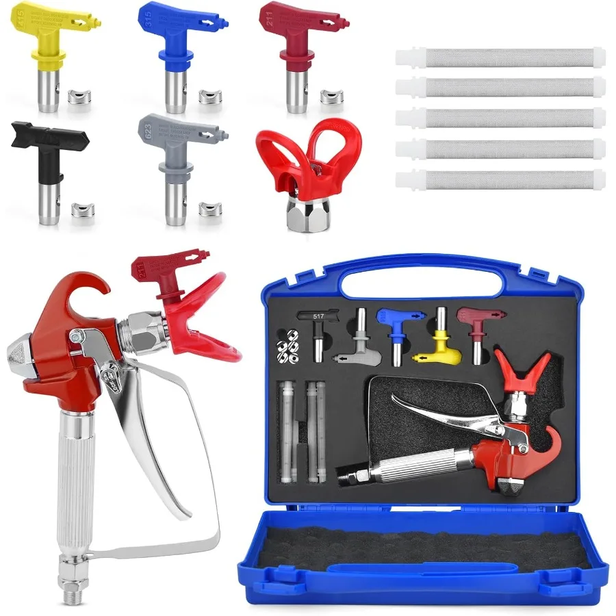 13 шт., набор безвоздушных распылителей краски с 3600 фунтов на квадратный дюйм, безвоздушный распылитель краски высокого давления, в комплект входит защита сопла, 5 реверсивных пружин
13 шт., набор безвоздушных распылителей краски с 3600 фунтов на квадратный дюйм, безвоздушный распылитель краски высокого давления, в комплект входит защита сопла, 5 реверсивных пружин