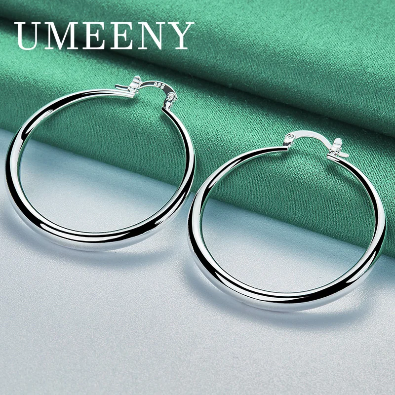 925 Sterling Silver 40mm Women's Fine Round Hoop Earrings Charm Jewelry Fashion Wedding Accessories
925 Sterling Silver 40mm Women's Fine Round Hoop Earrings Charm Jewelry Fashion Wedding Accessories
