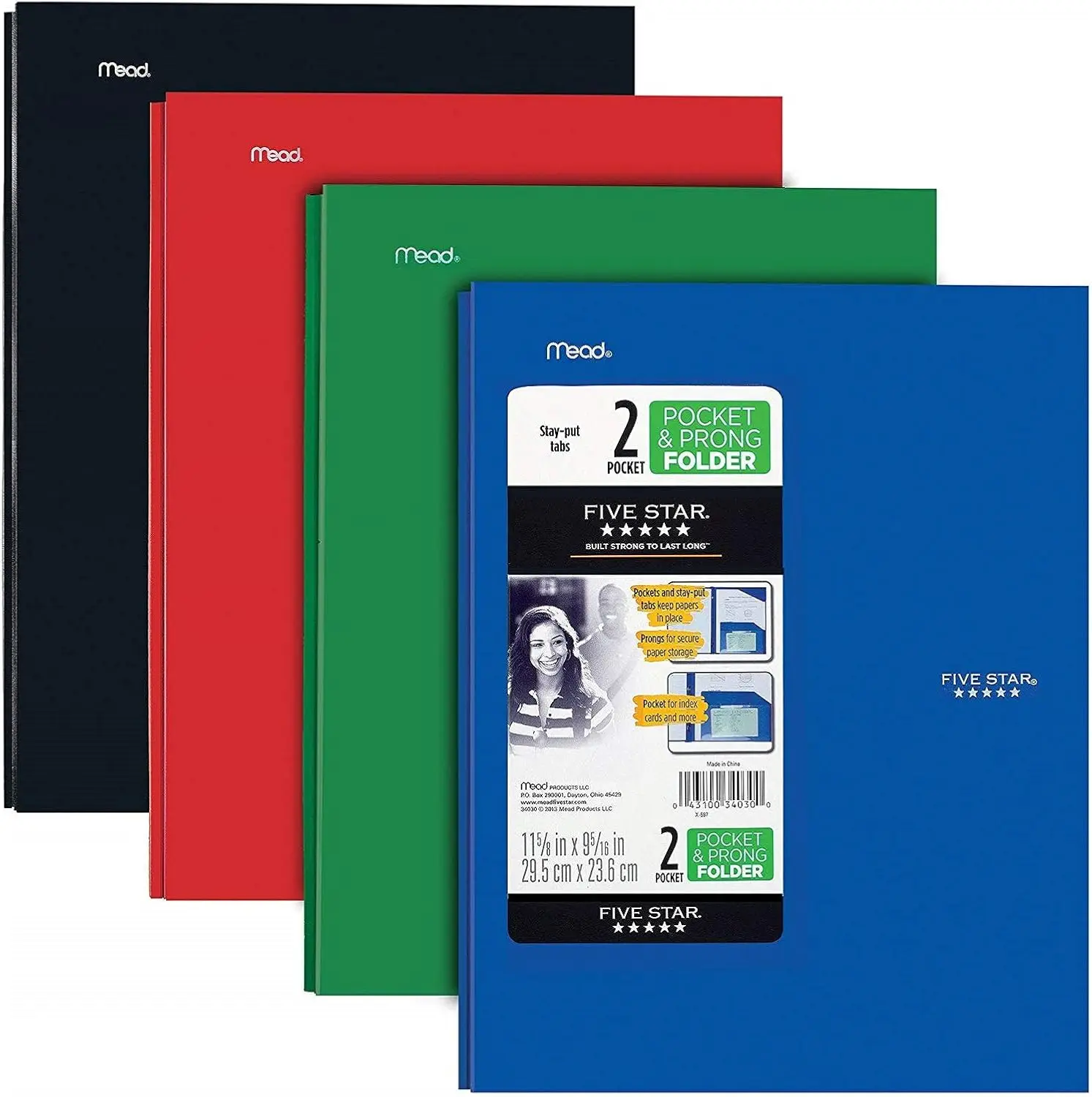 Plastic 2-Pocket Folder with Prong Fasteners, 4 Pack, Holds 8.5x11 Papers, Black/Red/Green/Blue
Plastic 2-Pocket Folder with Prong Fasteners, 4 Pack, Holds 8.5x11 Papers, Black/Red/Green/Blue
