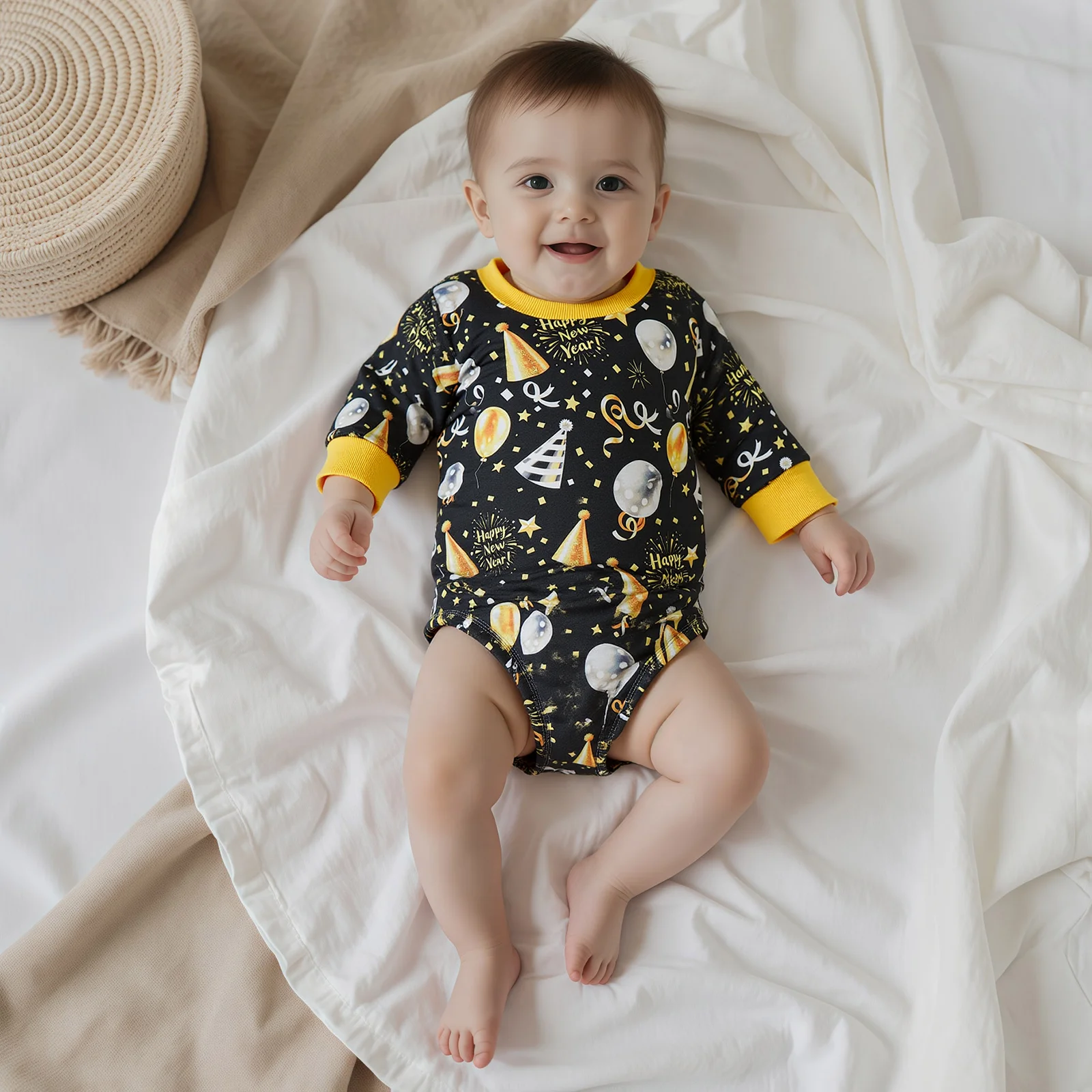 Baby My First New Year Bubble Romper Letter Balloon Print Long Sleeve Round Neck Bodysuits Jumpsuit Clothes
Baby My First New Year Bubble Romper Letter Balloon Print Long Sleeve Round Neck Bodysuits Jumpsuit Clothes