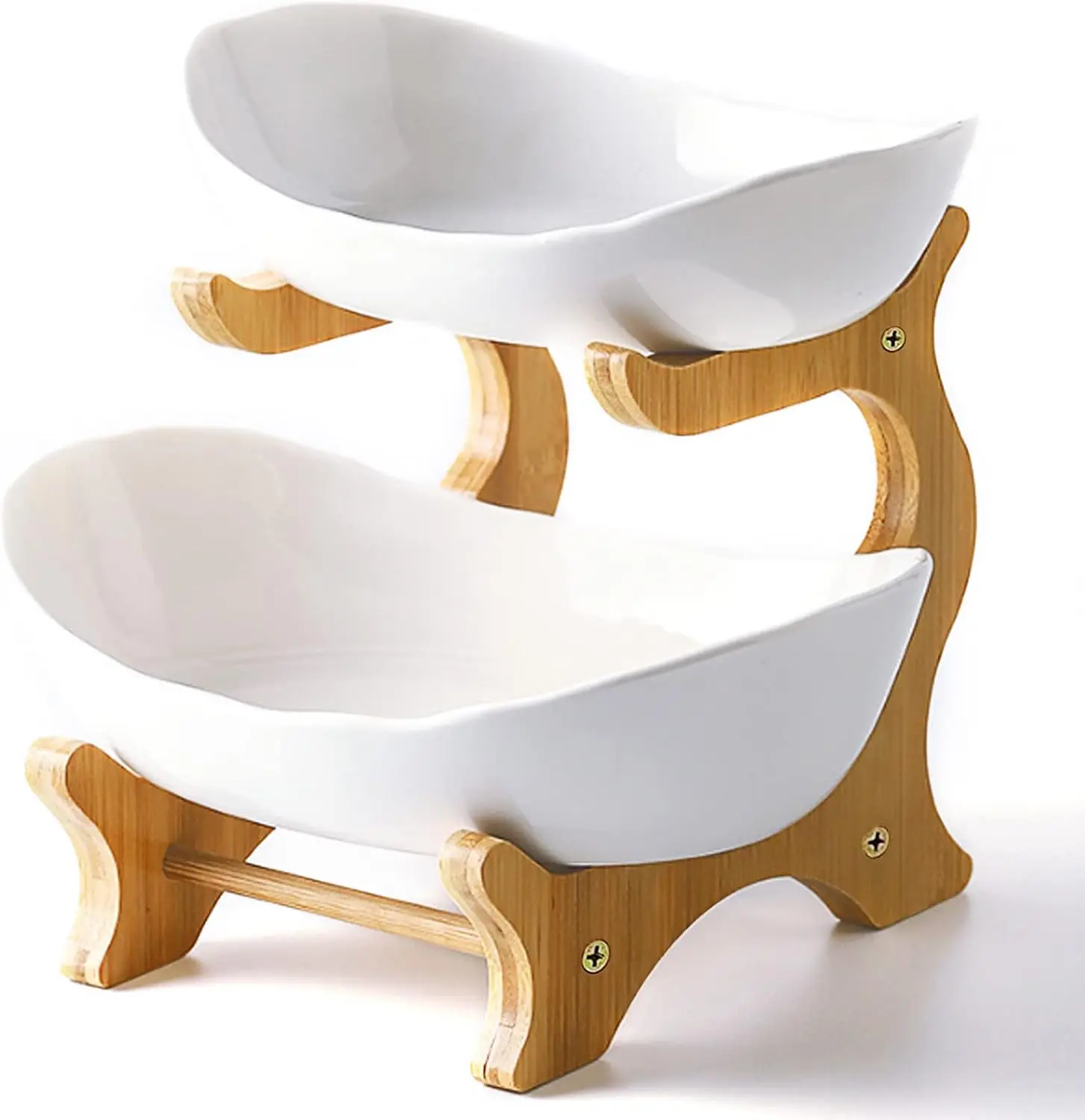 2-Tier Ceramic Fruit Bowl with Bamboo Stand for Kitchen Counter, Vegetable Storage, Party Serving - White
2-Tier Ceramic Fruit Bowl with Bamboo Stand for Kitchen Counter, Vegetable Storage, Party Serving - White