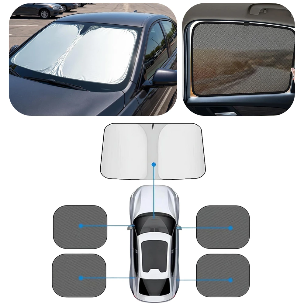 Car Sunshade For Front Windshield & 4 Windows Kit Sun UV Protection Auto Front Rear Window Heat-Isolation Car Privacy Curtains
Car Sunshade For Front Windshield & 4 Windows Kit Sun UV Protection Auto Front Rear Window Heat-Isolation Car Privacy Curtains