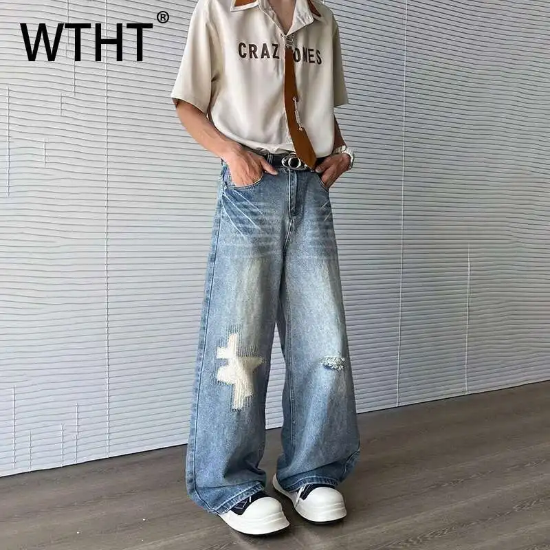 WTHT Vintage Summer Men's Broken Hole Design Wash Straight Denim Pant Fashion Trendy High-waisted Wide Leg Jeans Male 2A0026
WTHT Vintage Summer Men's Broken Hole Design Wash Straight Denim Pant Fashion Trendy High-waisted Wide Leg Jeans Male 2A0026