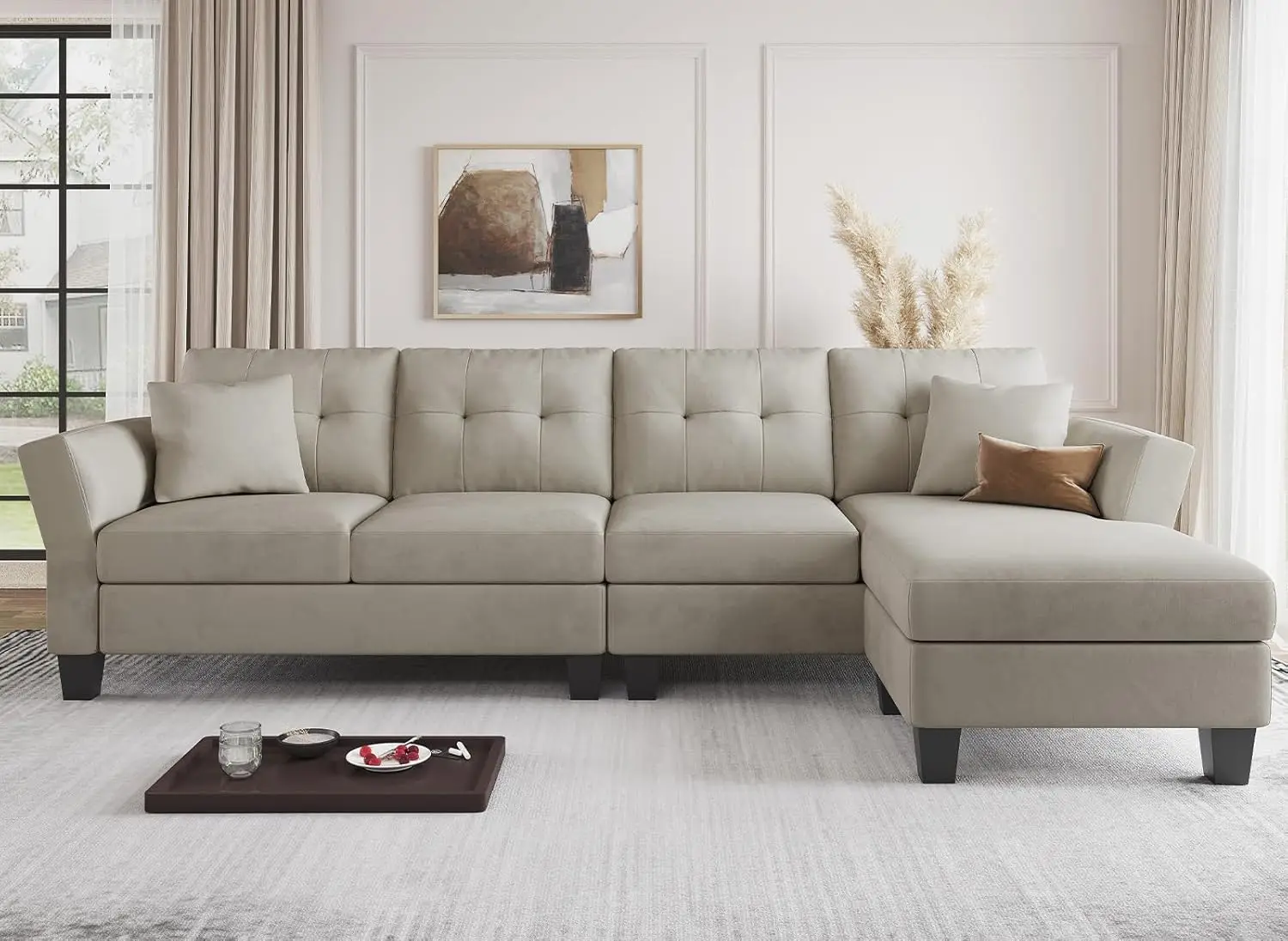 Convertible Sectional Couch Velvet L Shaped Sofa 4 Seat Sofa with Chaise L-Shaped Couches Reversible Sectional Sofa
Convertible Sectional Couch Velvet L Shaped Sofa 4 Seat Sofa with Chaise L-Shaped Couches Reversible Sectional Sofa
