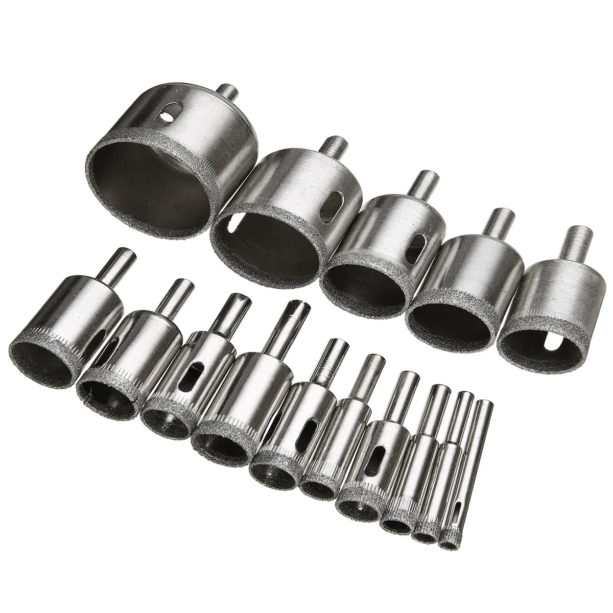 15pcs Diamond Coated Drill Bit Set Tile Marble Glass Ceramic Hole Saw Drilling Bits For Power Tools 6mm-50mm
15pcs Diamond Coated Drill Bit Set Tile Marble Glass Ceramic Hole Saw Drilling Bits For Power Tools 6mm-50mm