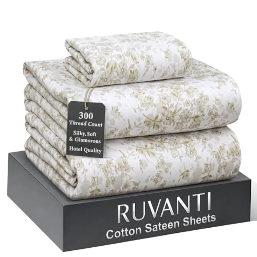 100% Cotton Sheets Size Bed Set - 300 Thread Count Silky Soft Sateen Weave Cooling Lightweight and Breathable 16" Deep Pocket D
100% Cotton Sheets Size Bed Set - 300 Thread Count Silky Soft Sateen Weave Cooling Lightweight and Breathable 16" Deep Pocket D