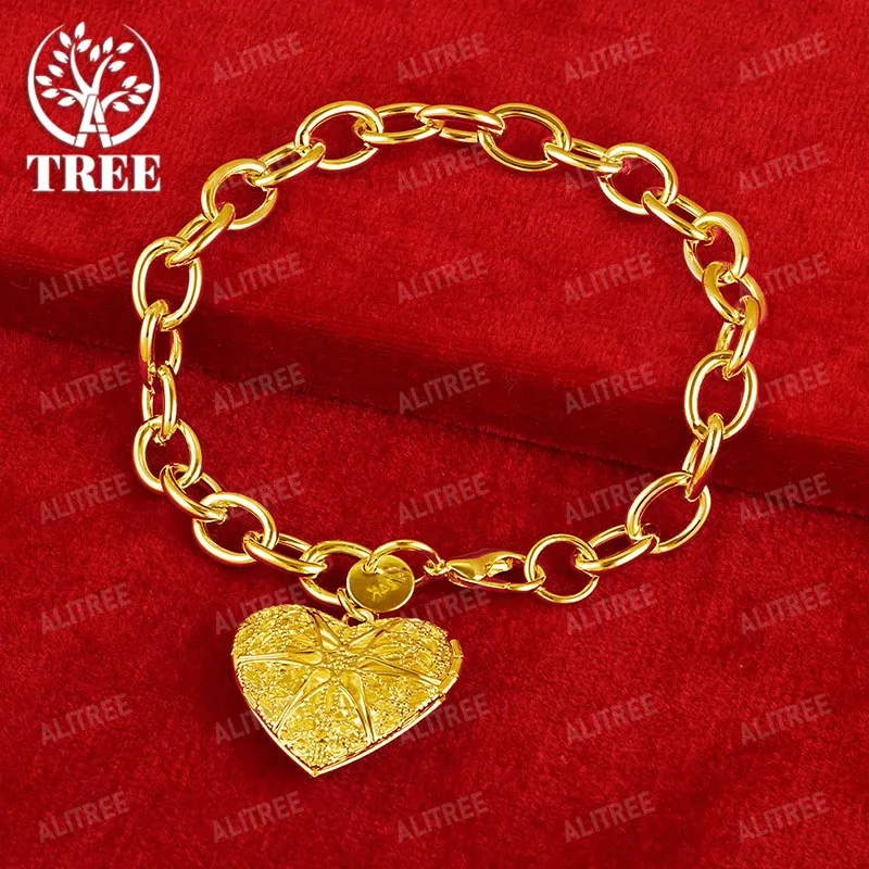 ALITREE 18K Yellow Gold Heart Hollow Photo Frame Chain Bracelets For Woman Fashion Bangles Fine Jewelry Lady Party Birthday Gift
ALITREE 18K Yellow Gold Heart Hollow Photo Frame Chain Bracelets For Woman Fashion Bangles Fine Jewelry Lady Party Birthday Gift