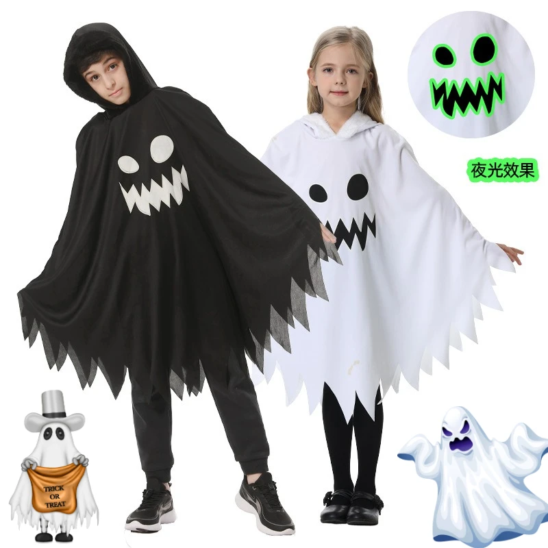 Halloween Party Cosplay Ghost Cloak Costume White Black Glow-in-the-Dark Ghosts Glow Face Shawl Scary Dress Up for Children
Halloween Party Cosplay Ghost Cloak Costume White Black Glow-in-the-Dark Ghosts Glow Face Shawl Scary Dress Up for Children