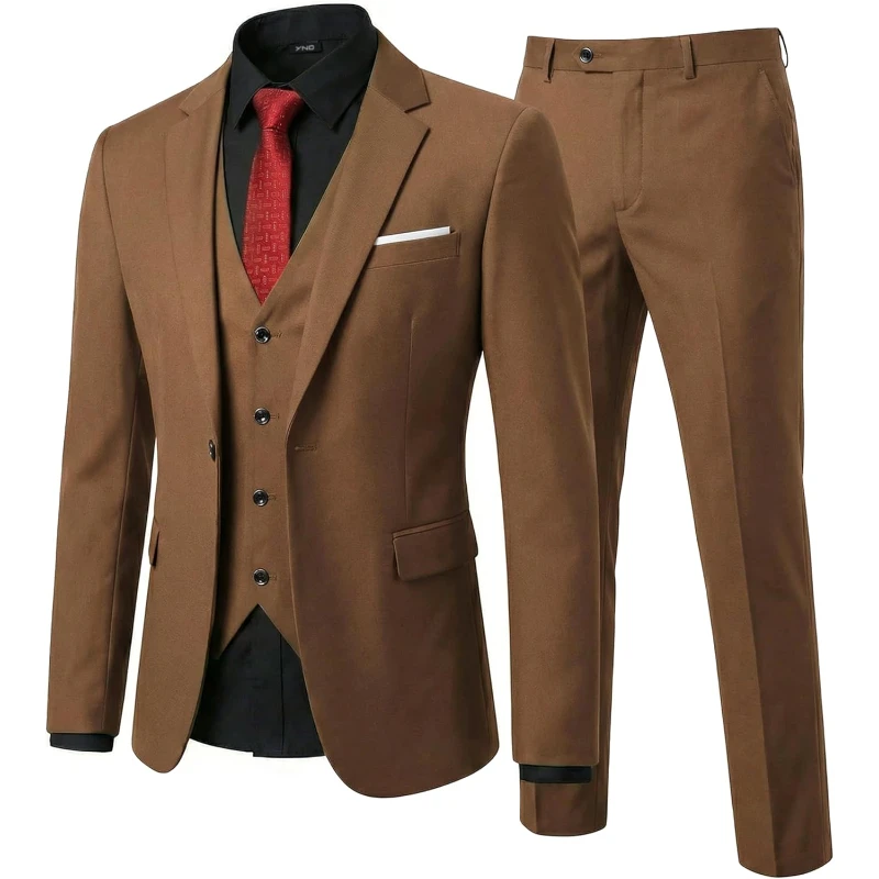 3 Piece Suit Set Men's Slim Fit Suit, One Button Solid Blazer Vest Pants
3 Piece Suit Set Men's Slim Fit Suit, One Button Solid Blazer Vest Pants