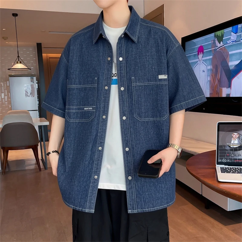2026 model men's youth simple and versatile blue denim shirt for summer short-sleeved shirt, lightweight
2026 model men's youth simple and versatile blue denim shirt for summer short-sleeved shirt, lightweight