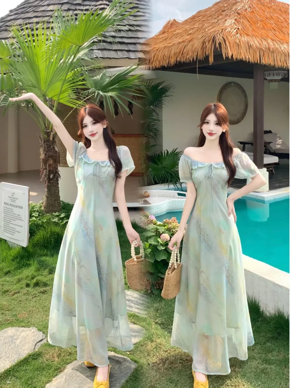 Romantic Bubble Sleeve Maxi Dress for plus Size Women Elegant Summer Belted Slimming Long Dress French Style Loose Fit A-Line...
Romantic Bubble Sleeve Maxi Dress for plus Size Women Elegant Summer Belted Slimming Long Dress French Style Loose Fit A-Line...