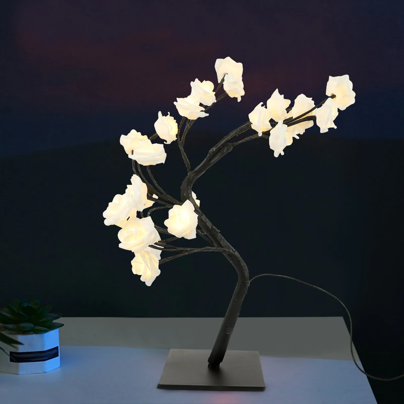 Настольная лампа-дерево с LED-подсветкой в виде роз, 33 см, с питанием от USB, ручной работы, с эффектом натурального освещения, теплый белый свет, для спальни, ночник, романтическая.
Настольная лампа-дерево с LED-подсветкой в виде роз, 33 см, с питанием от USB, ручной работы, с эффектом натурального освещения, теплый белый свет, для спальни, ночник, романтическая.