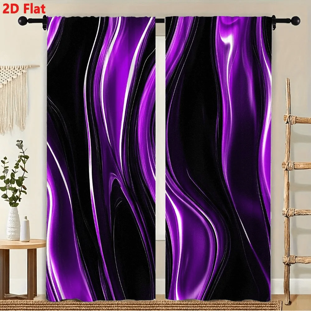 2Pcs Curtains, Abstract Fluid Black Purple Wavy Patterns Window Drapes for Bedroom Room Decor Decoration Window Treatment.
2Pcs Curtains, Abstract Fluid Black Purple Wavy Patterns Window Drapes for Bedroom Room Decor Decoration Window Treatment. 