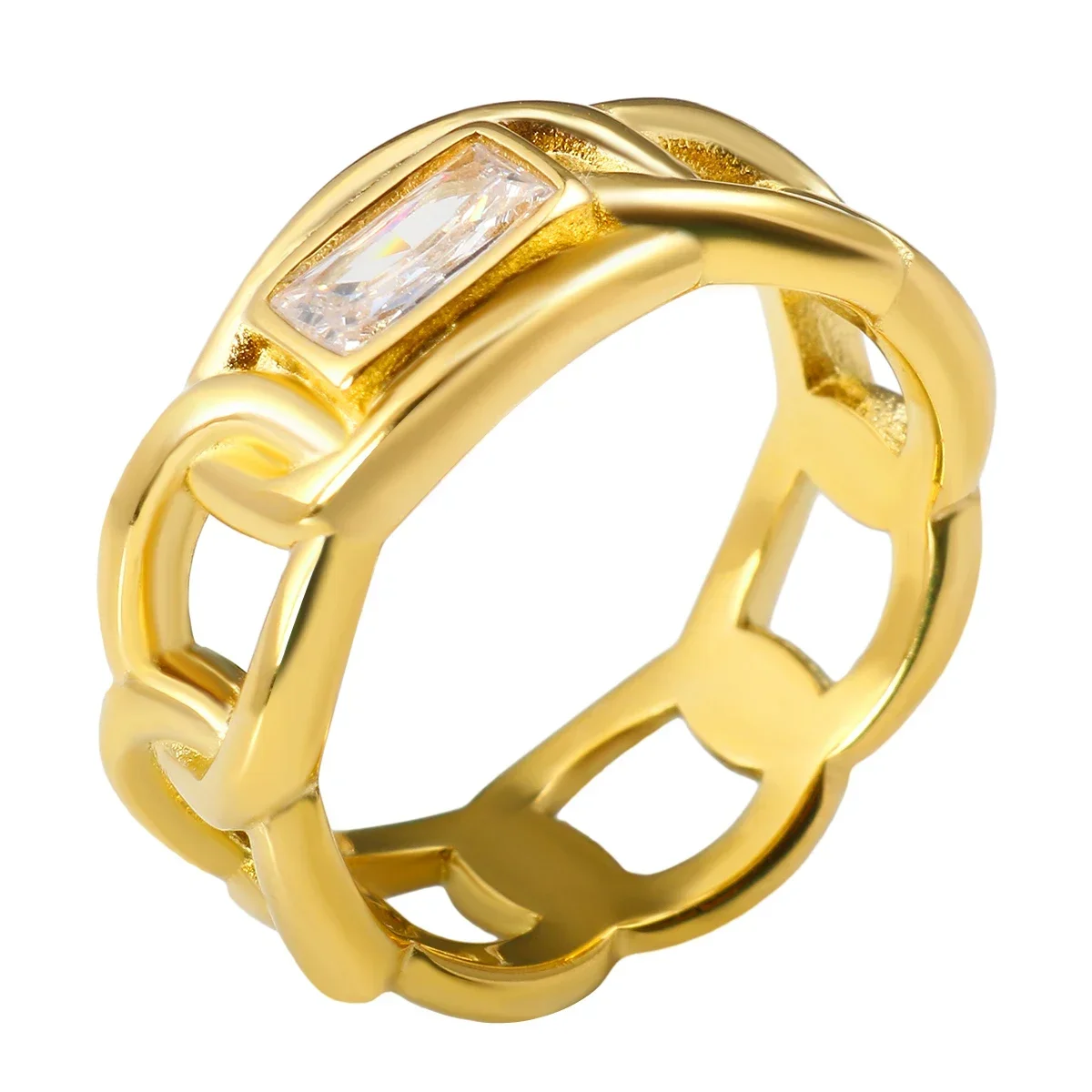 Shiny Crystal High End Non Tarnish Fashion Geometric Open Gold Plated Stainless Steel Rings for Women Wedding Ring Jewelry Gifts
Shiny Crystal High End Non Tarnish Fashion Geometric Open Gold Plated Stainless Steel Rings for Women Wedding Ring Jewelry Gifts