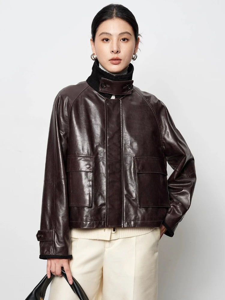 Vintage Short Genuine Leather Jackets Women Spring Autumn High-end Simple Corduroy Lapel Design Soft Oil Wax Real Sheepskin Coat
Vintage Short Genuine Leather Jackets Women Spring Autumn High-end Simple Corduroy Lapel Design Soft Oil Wax Real Sheepskin Coat