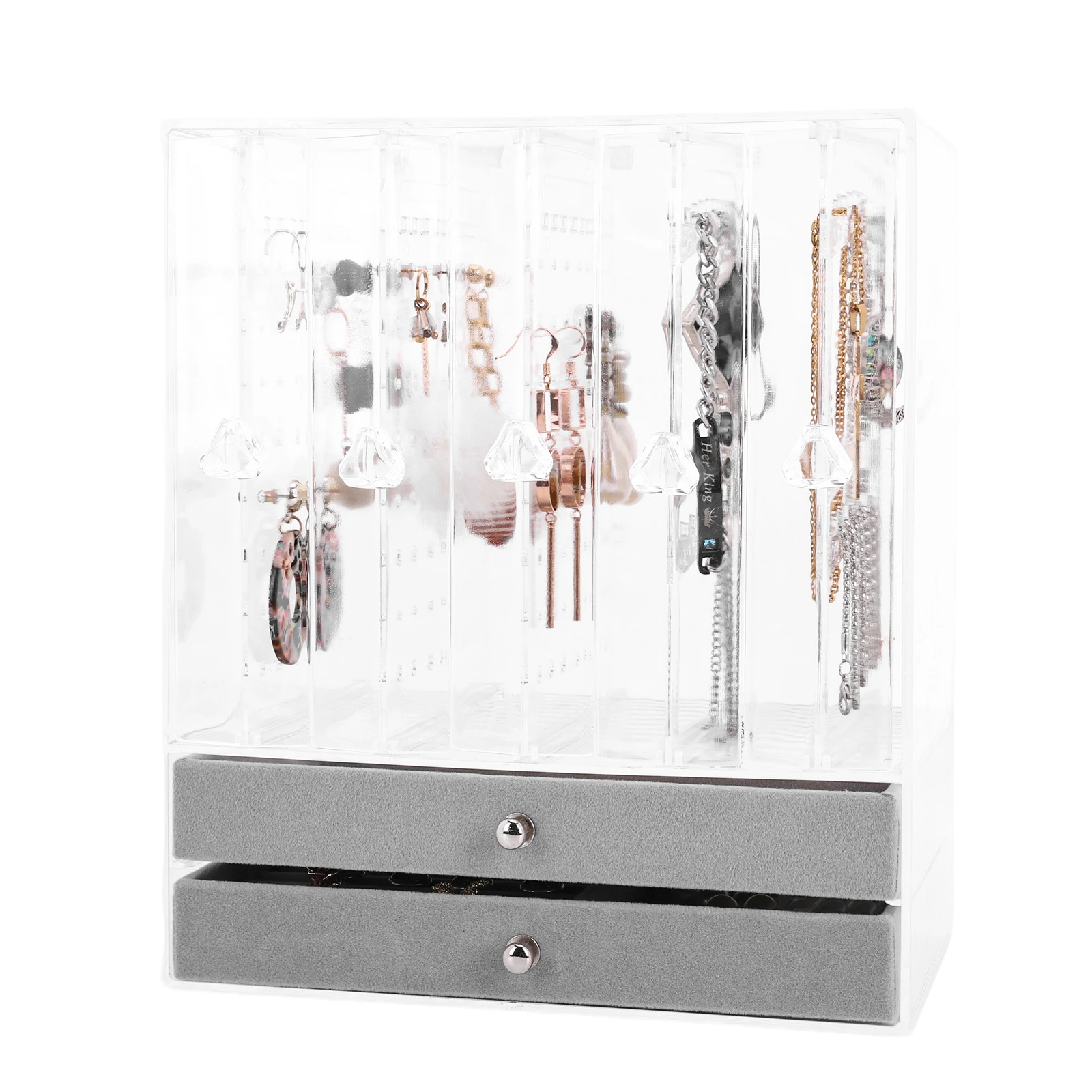 Vertical Drawer Earring Display Stand with Slide-Out Drawers Jewelry Holder Organizer for Hair Ties Bangles Bracelet Rings Watch
Vertical Drawer Earring Display Stand with Slide-Out Drawers Jewelry Holder Organizer for Hair Ties Bangles Bracelet Rings Watch