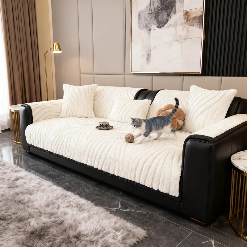 Thicken Plush Striped Sofa Cover Nordic Solid Color Sofa Towel Covers Non-slip Couch Slipcovers Couch Mat for Living Room 소파 커버
Thicken Plush Striped Sofa Cover Nordic Solid Color Sofa Towel Covers Non-slip Couch Slipcovers Couch Mat for Living Room 소파 커버