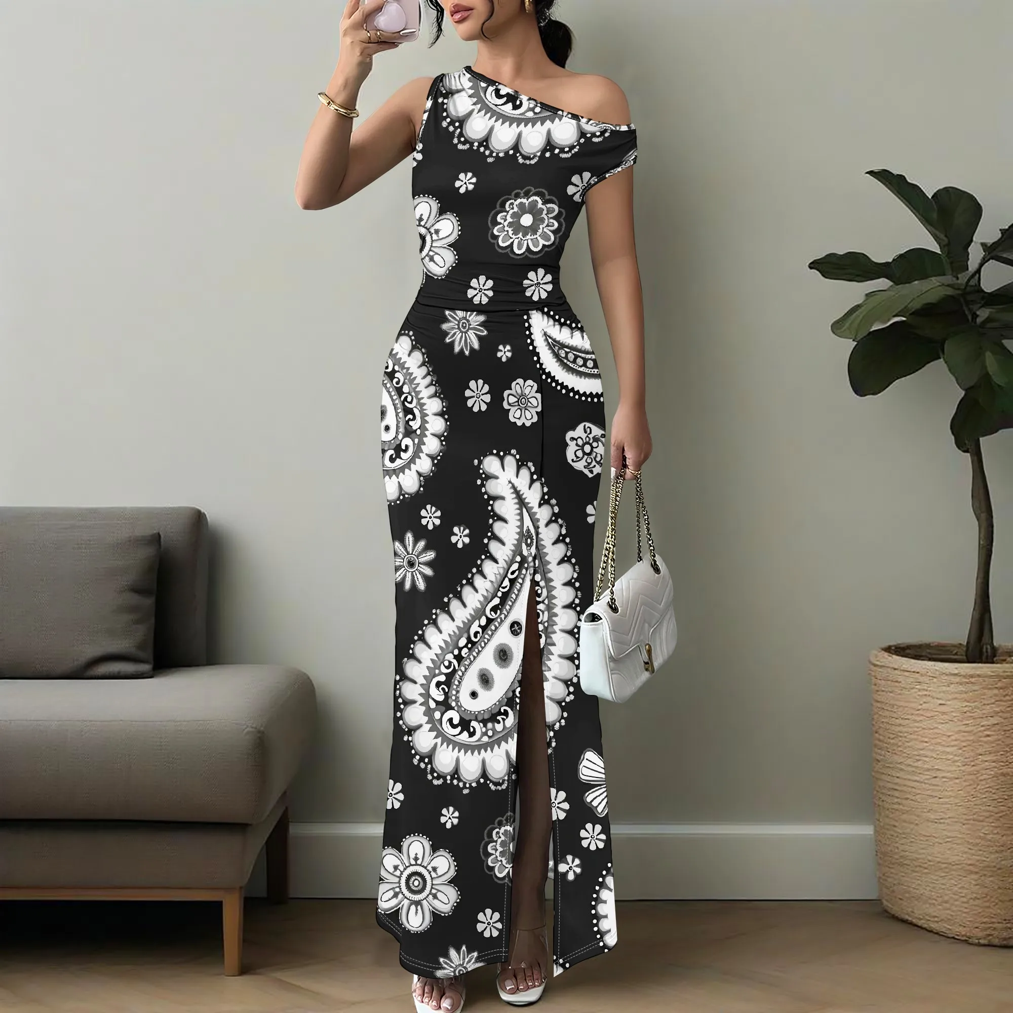 One Shoulder Paisley Print Maxi Dress for Women 2025 Sexy Slit Bodycon Long Dress Summer Party Evening Outfit XS-3XL
One Shoulder Paisley Print Maxi Dress for Women 2025 Sexy Slit Bodycon Long Dress Summer Party Evening Outfit XS-3XL