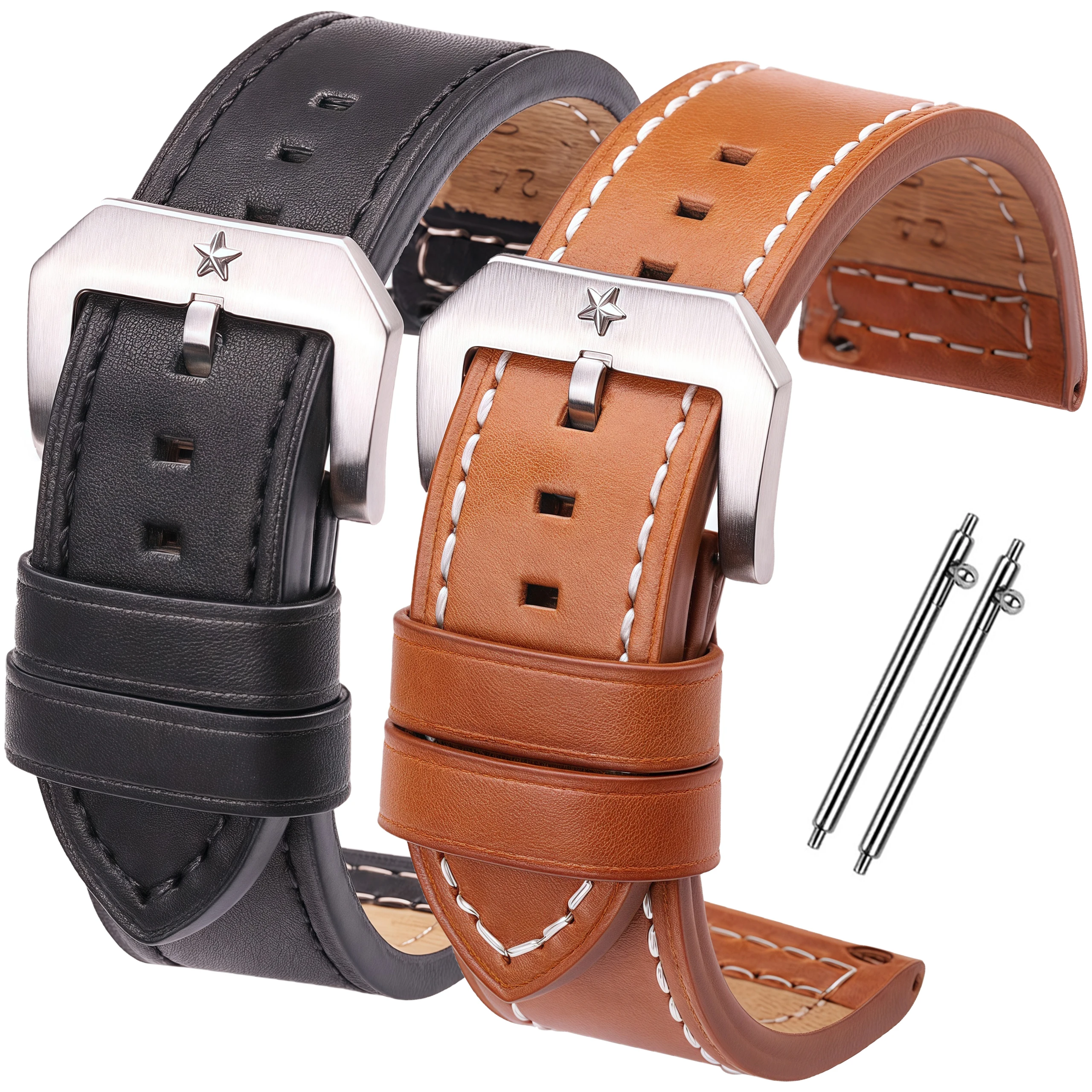 Quick Release Vintage Leather Watch Band Genuine Cowhide Strap with Pentagram Star Stainless Steel Buckle 20mm 24mm Black Brown
Quick Release Vintage Leather Watch Band Genuine Cowhide Strap with Pentagram Star Stainless Steel Buckle 20mm 24mm Black Brown