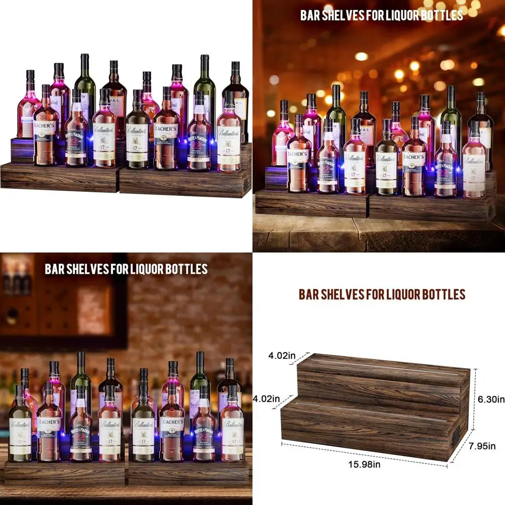 2-Piece LED Lighted Bottle Display Shelves - Tabletop Wine Rack for Bar, Coffee Syrup Organizer, Home Mini Bar Stand for Liquor
2-Piece LED Lighted Bottle Display Shelves - Tabletop Wine Rack for Bar, Coffee Syrup Organizer, Home Mini Bar Stand for Liquor