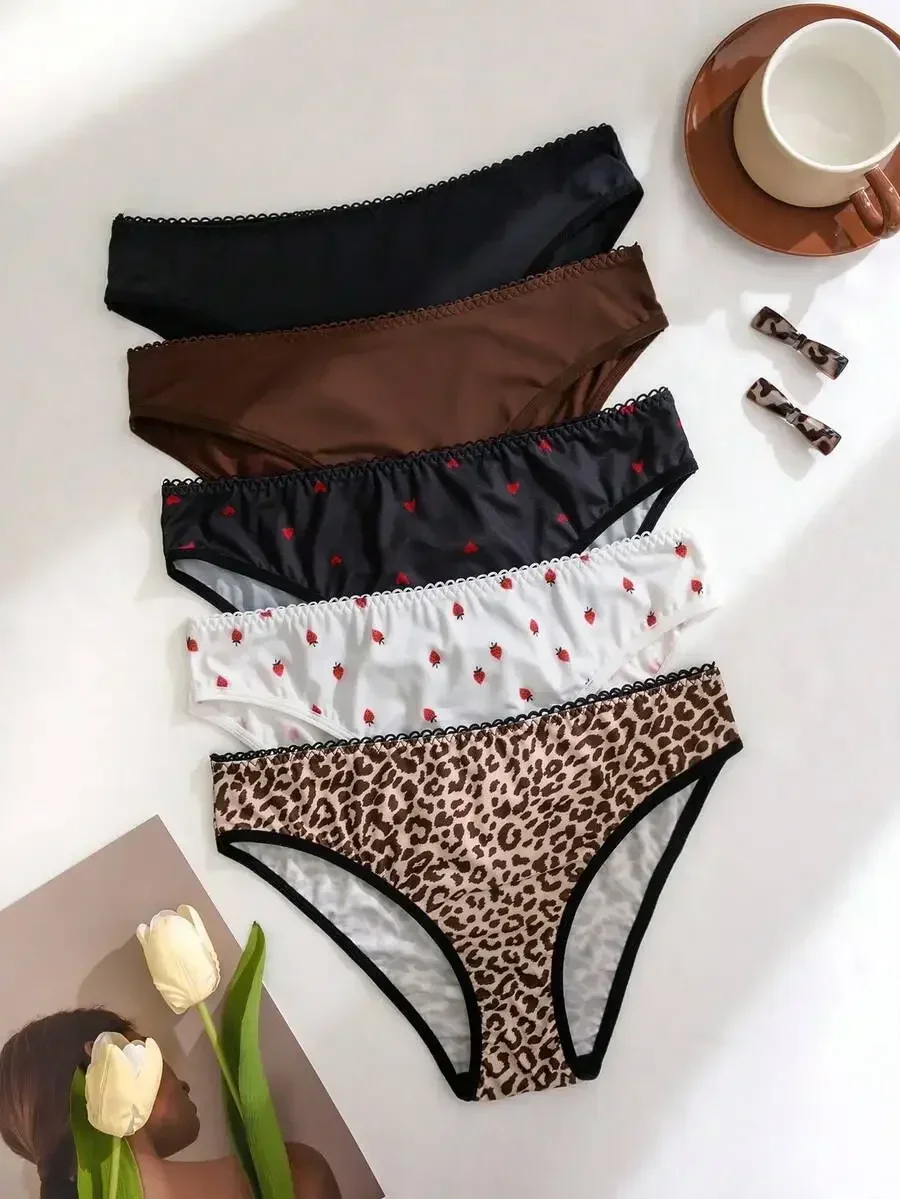 5pcs Womens Seamless Breathable Panties Leopard Print Heart Pattern Solid Color
5pcs Womens Seamless Breathable Panties Leopard Print Heart Pattern Solid Color