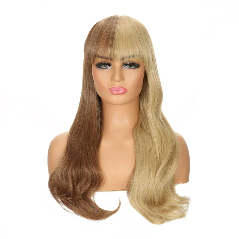 New wig, European and American women's fashion synthetic fiber headpiece, brown two-tone long curly hair, big waves
New wig, European and American women's fashion synthetic fiber headpiece, brown two-tone long curly hair, big waves