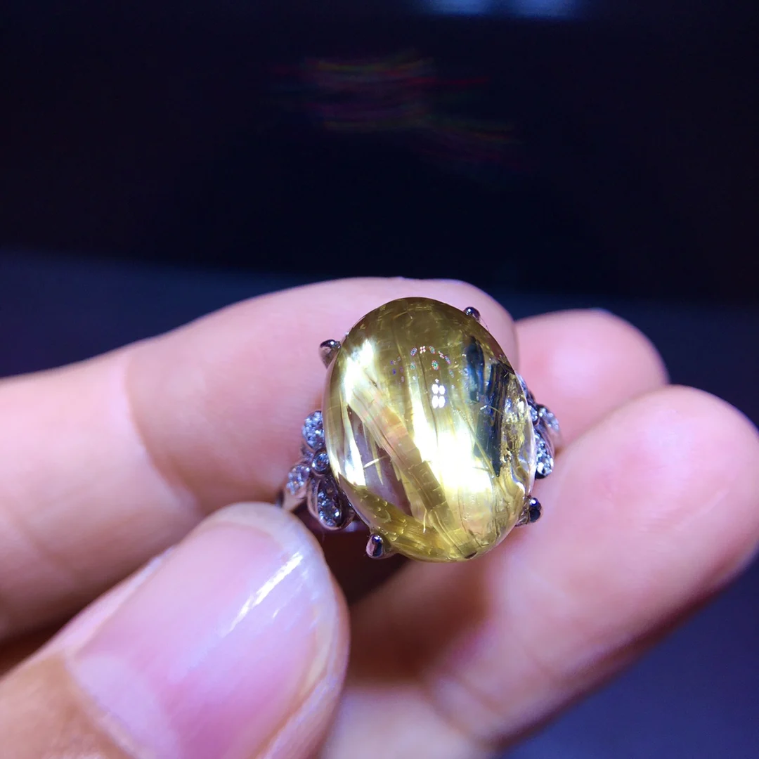 Natural Gold Rutilated Quartz Adjustable Ring 15.2/11.6mm Women 925 Silver Yellow Rutilated Beads AAAAAA
Natural Gold Rutilated Quartz Adjustable Ring 15.2/11.6mm Women 925 Silver Yellow Rutilated Beads AAAAAA